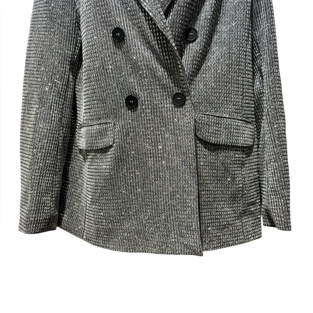 Know One Cares Metallic Blazer Medium | Double Breasted Sparkle Jacket - Picture 5 of 14